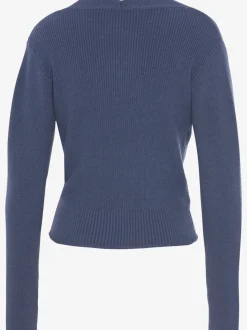 Pull en tricot à bord ondulé avec manches longues et tricot doux