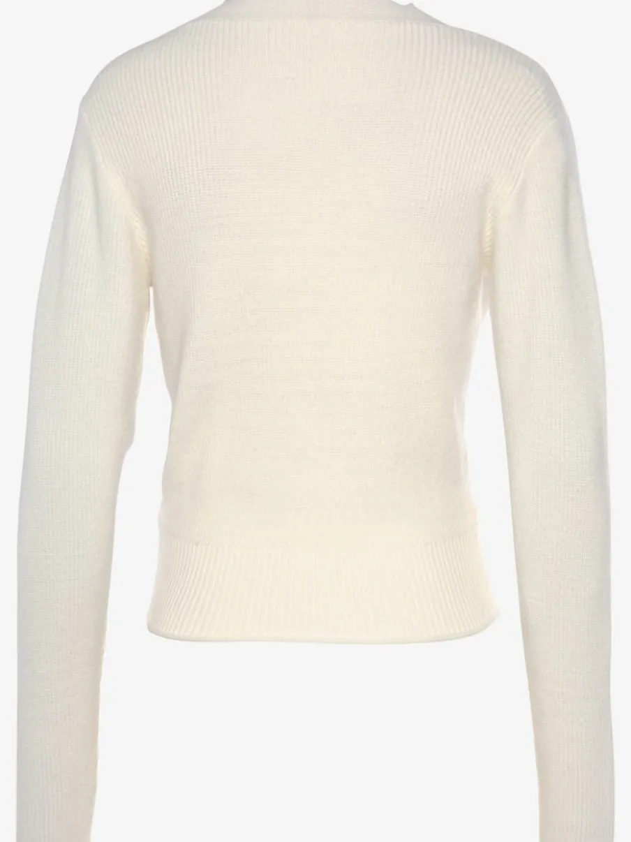 Pull en tricot à bord ondulé avec manches longues et tricot doux