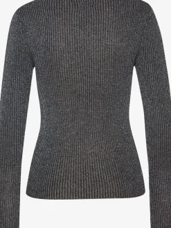 Pull en tricot brillant à encolure ronde avec manches longues