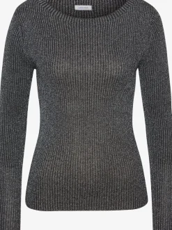 Pull en tricot brillant à encolure ronde avec manches longues