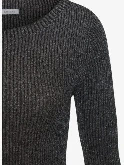 Pull en tricot brillant à encolure ronde avec manches longues