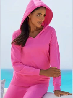 Pull en tricot à capuche avec encolure en V doux