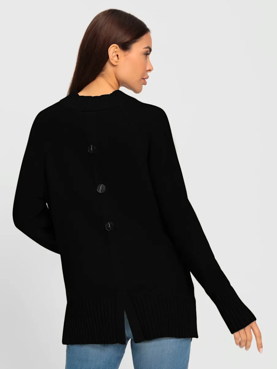 Pull en tricot col montant avec fentes latérales sophistiquées