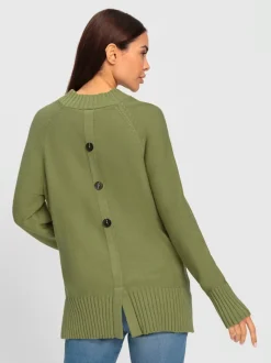 Pull en tricot col montant avec fentes latérales sophistiquées