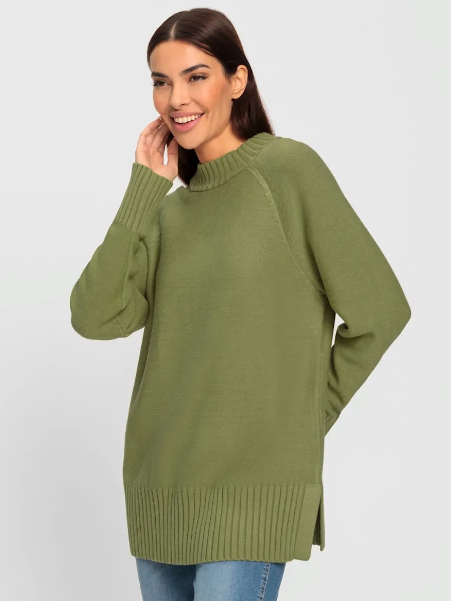 Pull en tricot col montant avec fentes latérales sophistiquées
