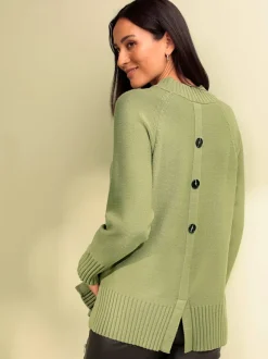 Pull en tricot col montant avec fentes latérales sophistiquées