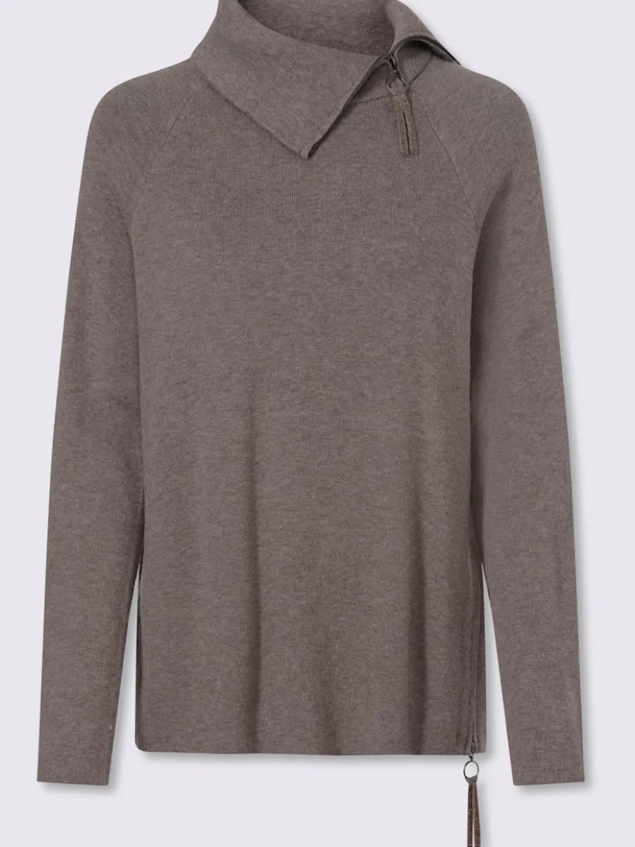 Pull en tricot col à revers avec glissière