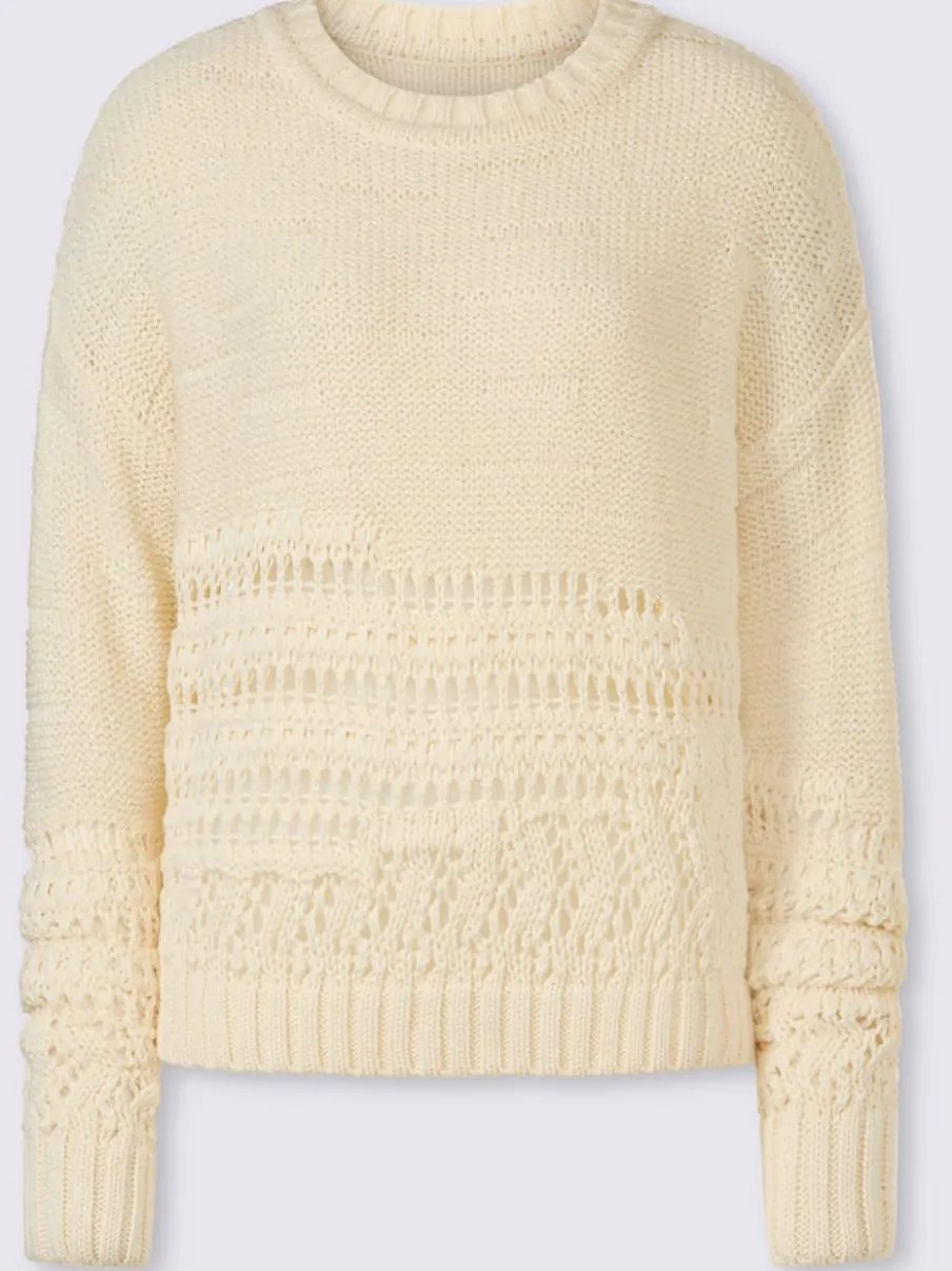 Pull en tricot décontracté à col rond avec ajourés