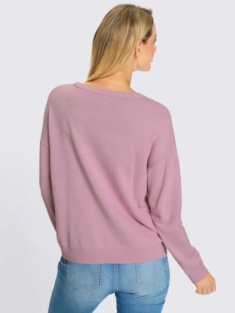Pull en tricot doux à col rond manches longues