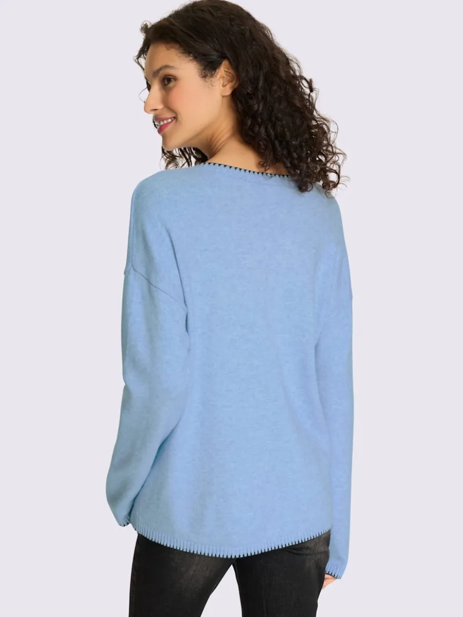Pull en tricot doux à encolure en V et poches