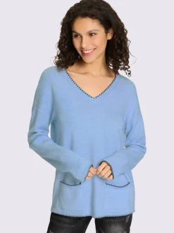Pull en tricot doux à encolure en V et poches