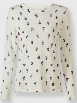 Pull en tricot doux à fleurs manches longues écologiques