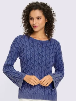 Pull en tricot doux à motif torsadé manches longues
