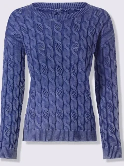 Pull en tricot doux à motif torsadé manches longues