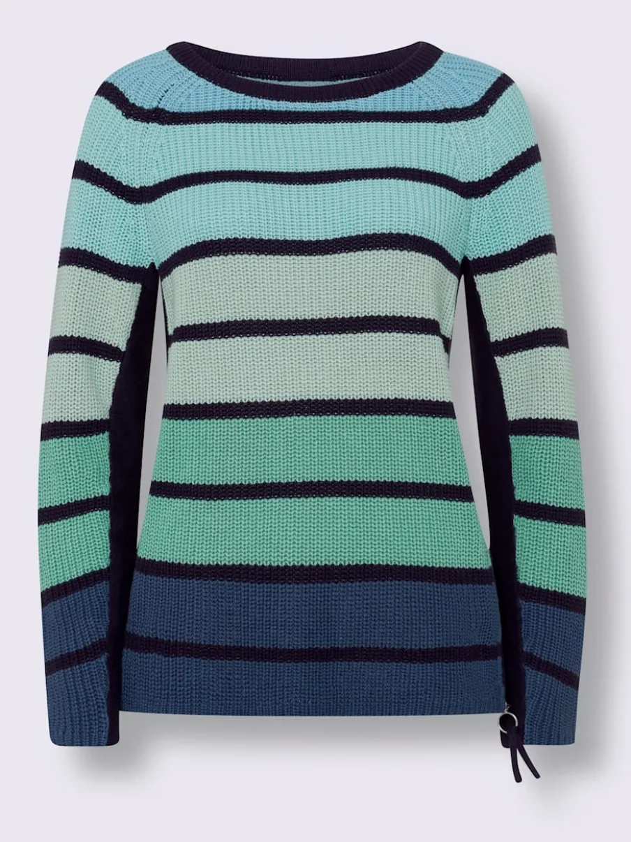 Pull en tricot doux à rayures avec empiècements latéraux