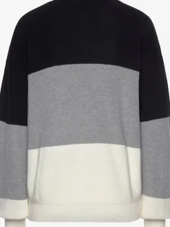 Pull en tricot à encolure ronde avec mancherons et bords-côtes