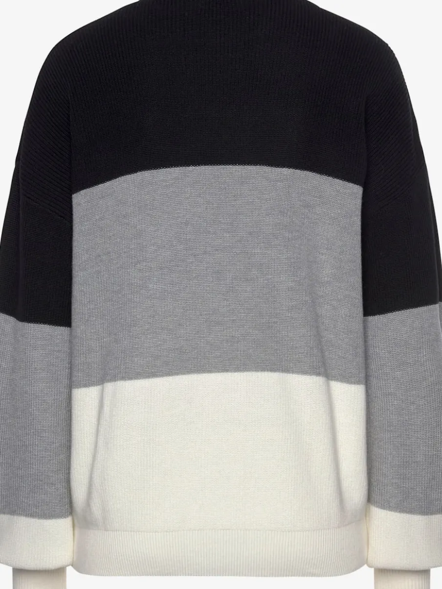Pull en tricot à encolure ronde avec mancherons et bords-côtes