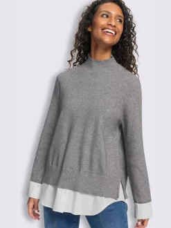 Pull en tricot fin aspect 2 en 1