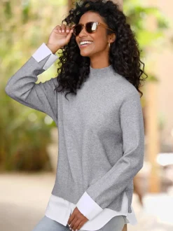 Pull en tricot fin aspect 2 en 1