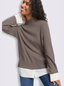 Pull en tricot fin aspect 2 en 1