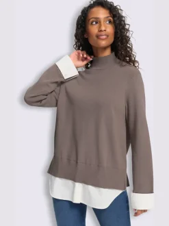 Pull en tricot fin aspect 2 en 1