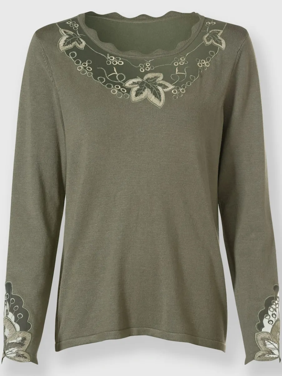 Pull en tricot fin avec col rond et empiècement transparent
