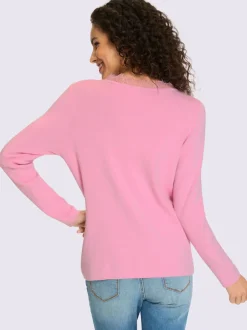 Pull en tricot fin avec dentelle au col v