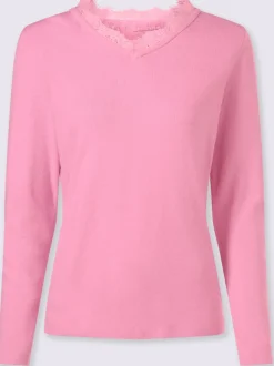 Pull en tricot fin avec dentelle au col v
