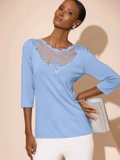 Pull en tricot fin avec empiècement en dentelle
