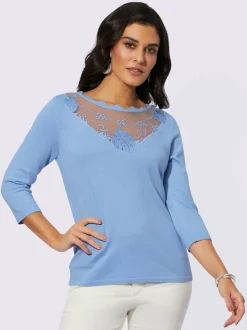 Pull en tricot fin avec empiècement en dentelle