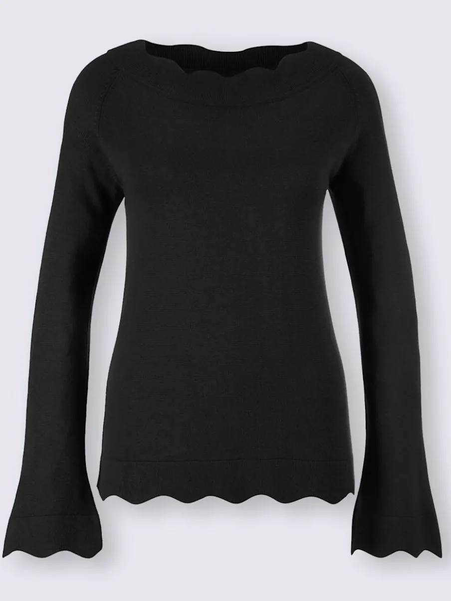 Pull en tricot fin avec encolure en U et ourlet