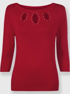 Pull en tricot fin avec encolure U et découpes