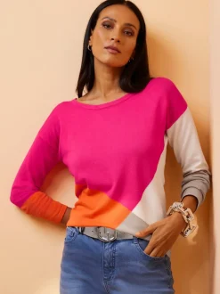 Pull en tricot fin à col large et manches longues