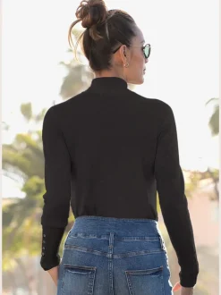 Pull en tricot fin col Mao avec manches longues étroites