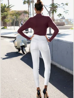Pull en tricot fin col Mao avec manches longues étroites
