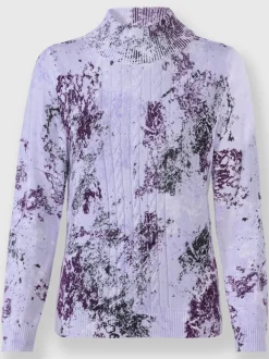 Pull en tricot fin à col montant et motif torsadé
