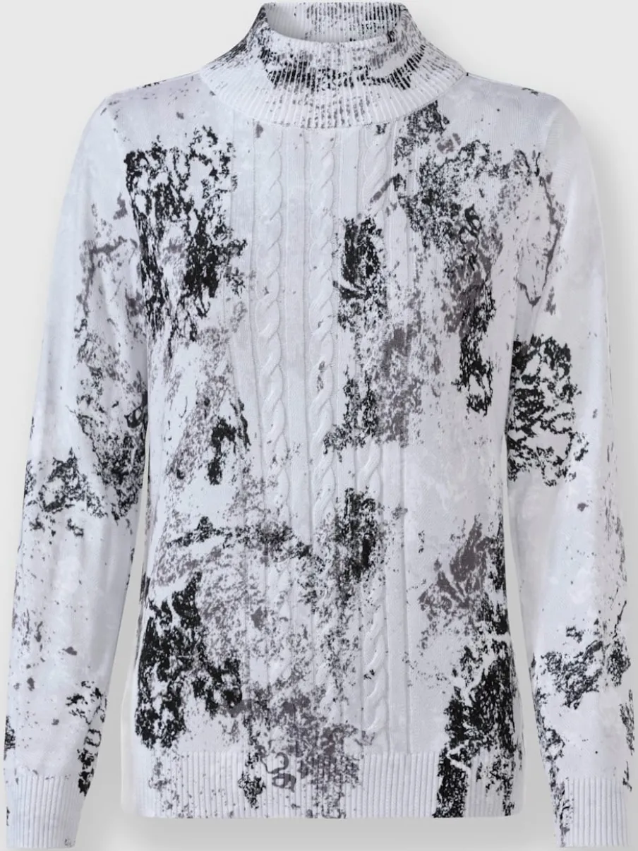 Pull en tricot fin à col montant et motif torsadé