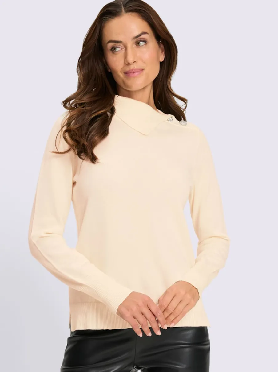 Pull en tricot fin col à revers élégant