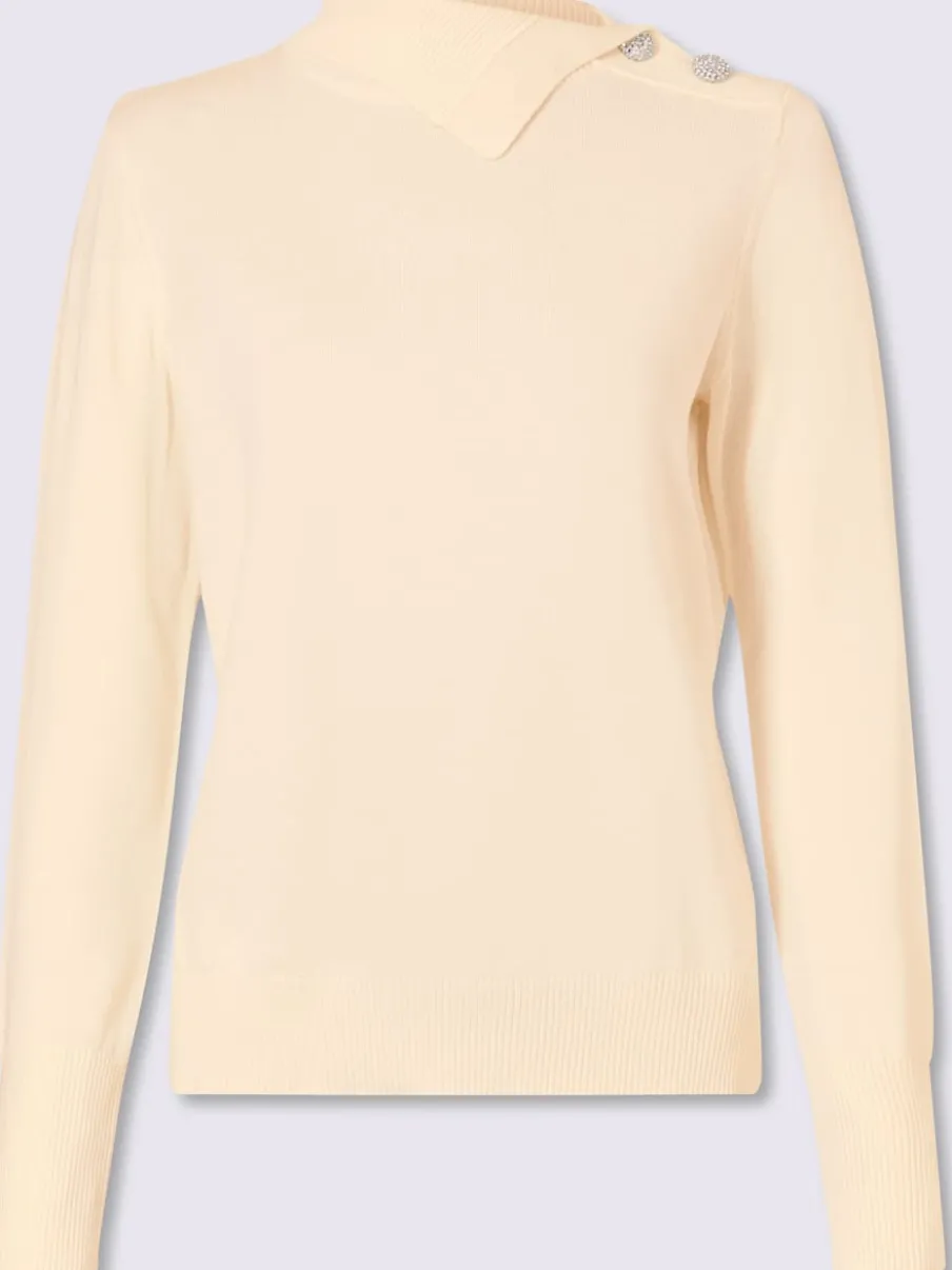 Pull en tricot fin col à revers élégant
