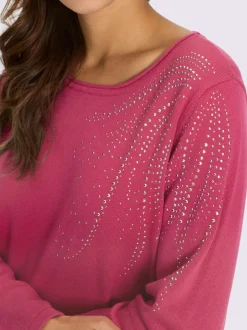 Pull en tricot fin col rond avec applications métalliques