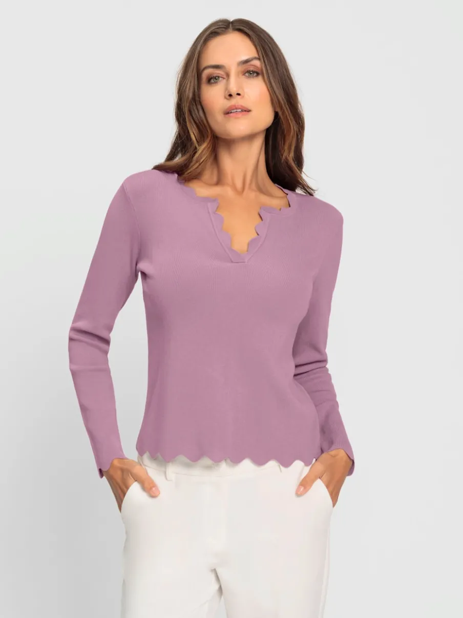 Pull en tricot fin à col rond et manches longues
