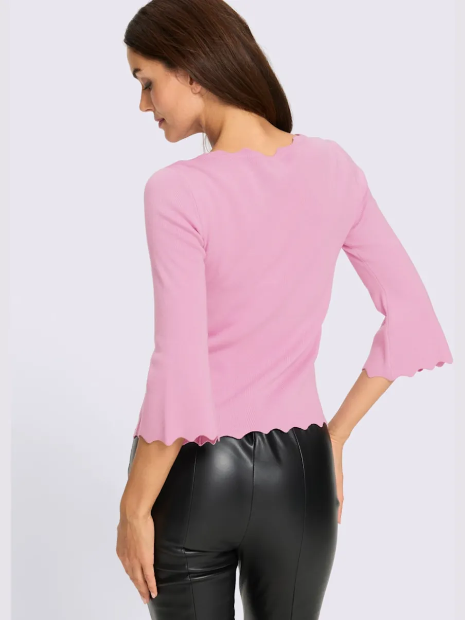 Pull en tricot fin à encolure en U et manches trompettes