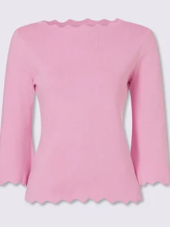 Pull en tricot fin à encolure en U et manches trompettes