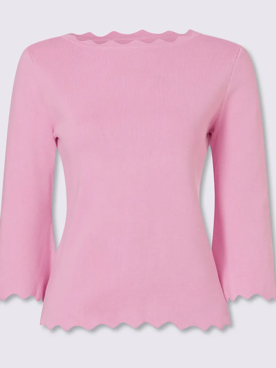 Pull en tricot fin à encolure en U et manches trompettes