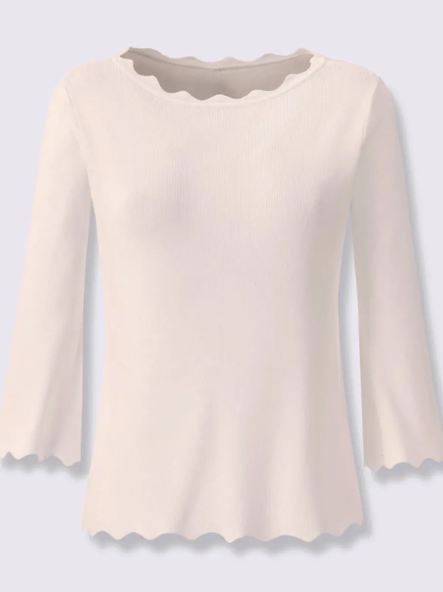 Pull en tricot fin à encolure en U et manches trompettes