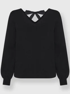 Pull en tricot fin encolure en V au dos