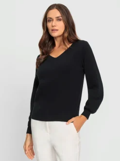 Pull en tricot fin encolure en V au dos