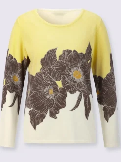 Pull en tricot fin à encolure ronde et manches longues avec motif floral