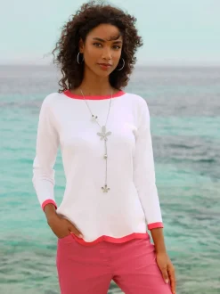 Pull en tricot fin à encolure U et manches longues