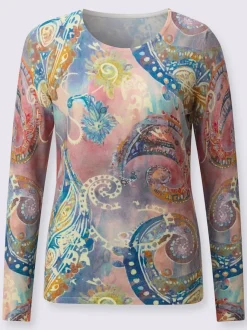 Pull en tricot fin à imprimé paisley couleur éclatante
